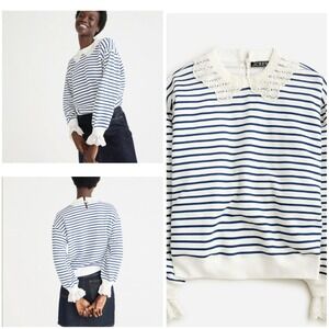 J.CREW FRENCH TERRY SWEATSHIRT WITH LACE TRIM SIZE M MEDIUM WOMENS 100% COTTON